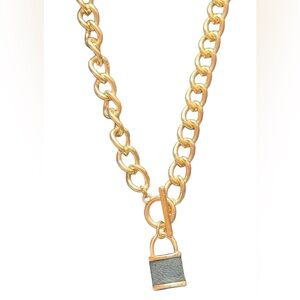 Pad Lock Choker Necklace Chain EUC